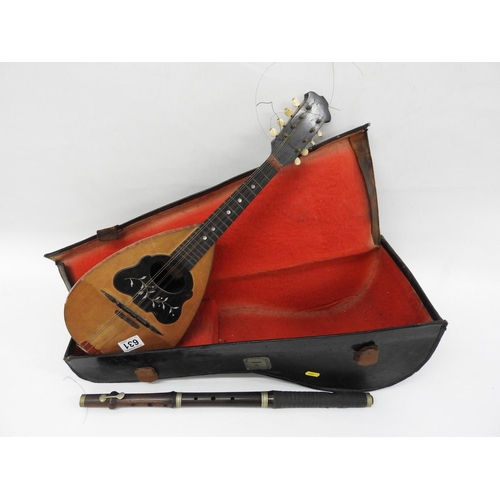 631 - Cased Gennaro Maglioni mandolin and other wind instrument