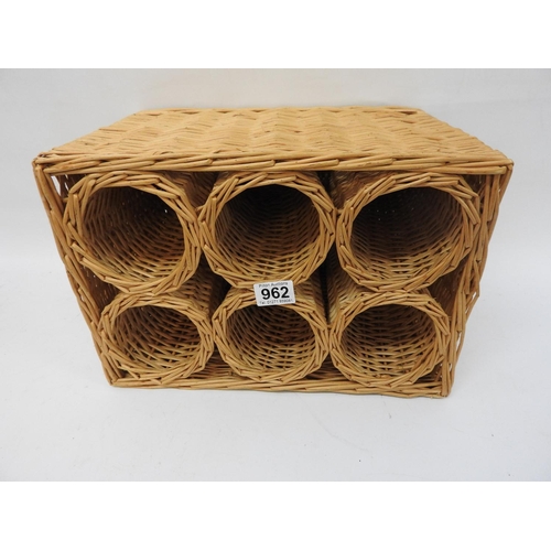 962 - Six bottle wicker wine basket