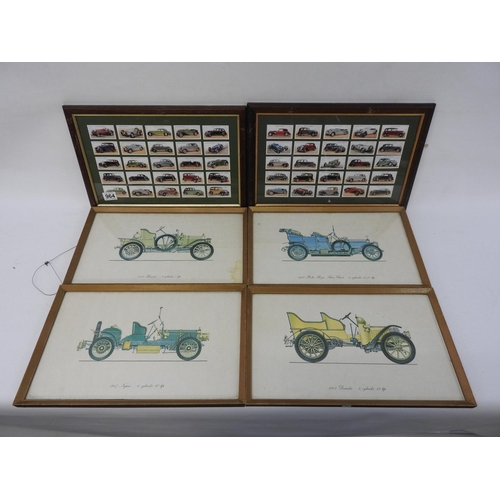 964 - 4x framed vintage car prints and John Players cards