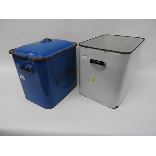 965 - 2x enamel bread bins