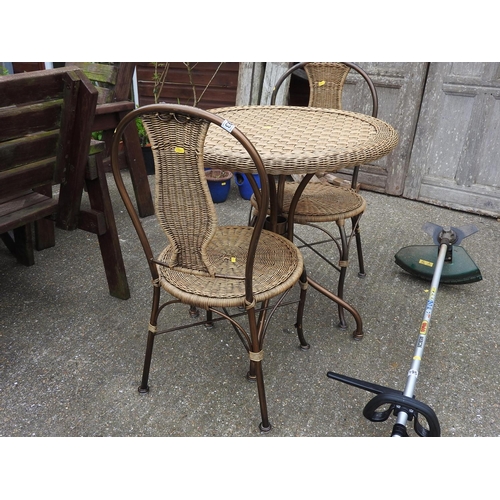 193 - Garden/conservatory table and 2x chairs