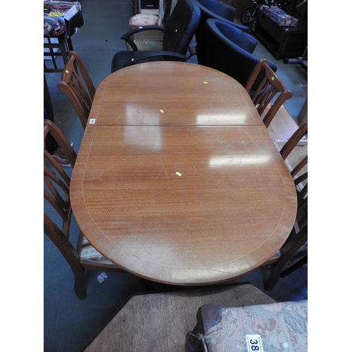 383 - Reproduction extending dining table and 4x matching chairs