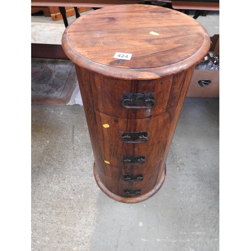 424 - Hardwood circular chest of five drawers - 16