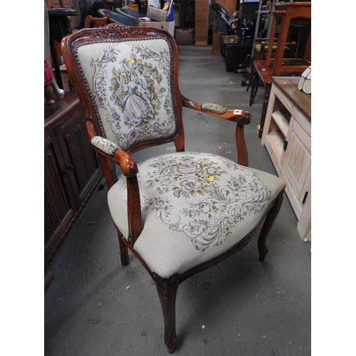 474 - Carver chair with tapestry upholstered seat and back