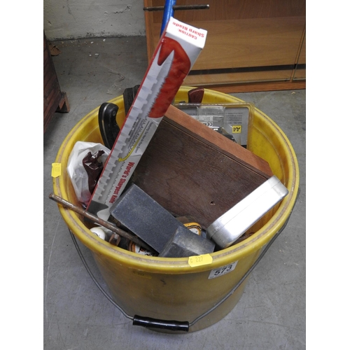 573 - Bucket and contents - tools etc