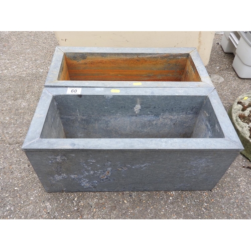 60 - Pair of metal oblong planters