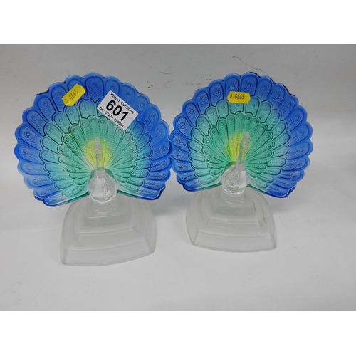 601 - Pair of Peacocks in Lalique style