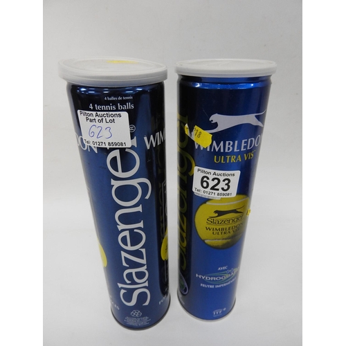 623 - 2x new tins of Slazenger tennis balls