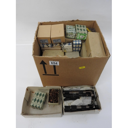 654 - Box of ironmongery - screws etc