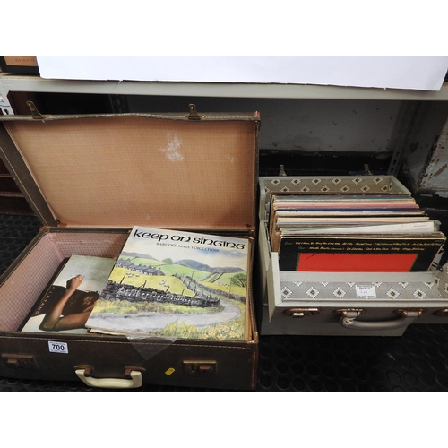 700 - Old suitcase and contents - records and other case of records