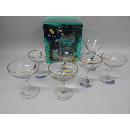 1071 - Babycham glasses and Babycham 60th Anniversary gift set