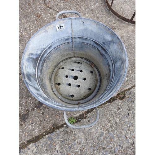 182 - Old galvanised wash bucket