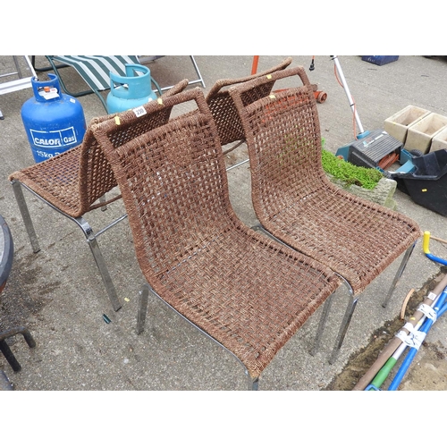 230 - 4x chrome and rattan chairs