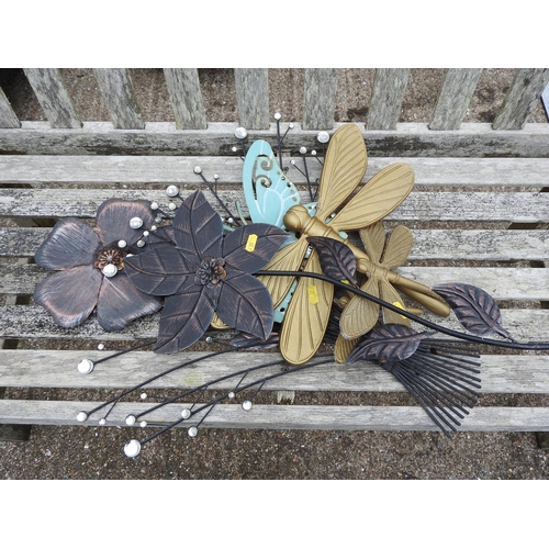 98 - Decorative metal garden wall hanging - butterflies etc