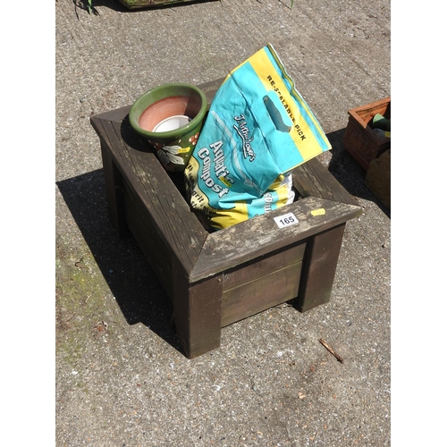 165 - Wooden garden planter and contents