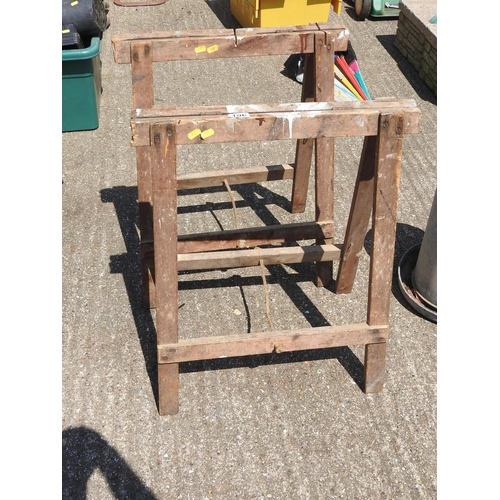 196 - Pair of wooden trestles