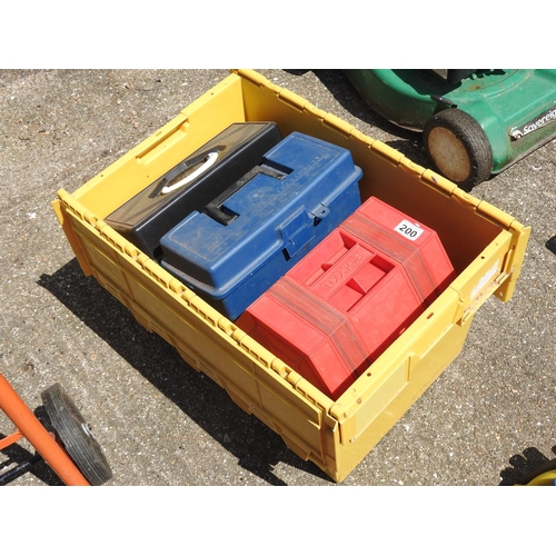 200 - Plastic crate and contents - toolboxes