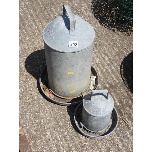 202 - Galvanised poultry feeders