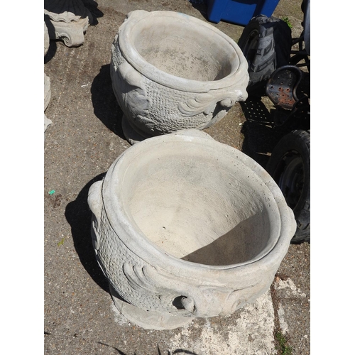 262 - Large pair of concrete garden planters