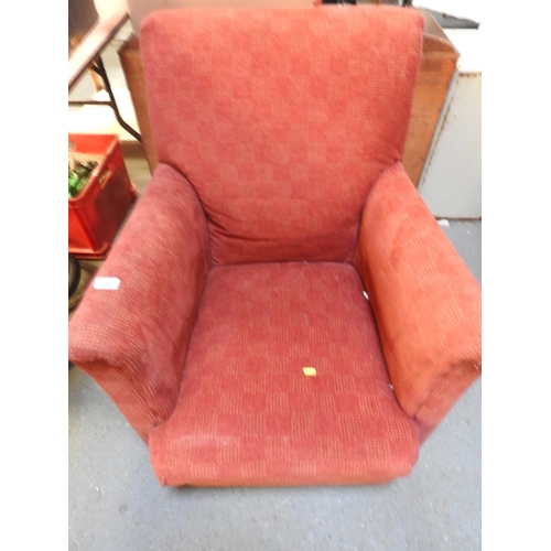 308 - Red upholstered armchair