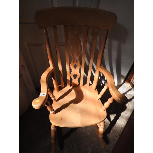 342 - Good quality Pine fiddle back rocking chair