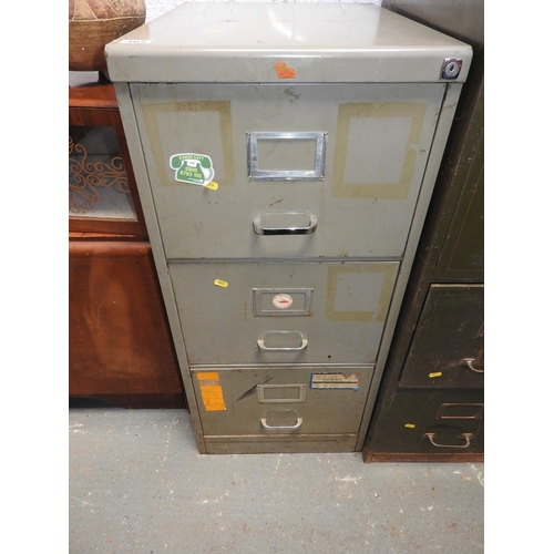 385 - Metal three drawer filing cabinet