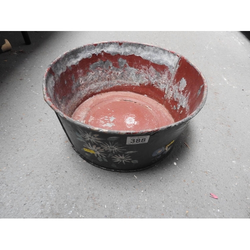 388 - Galvanised bucket painted in bargeware style