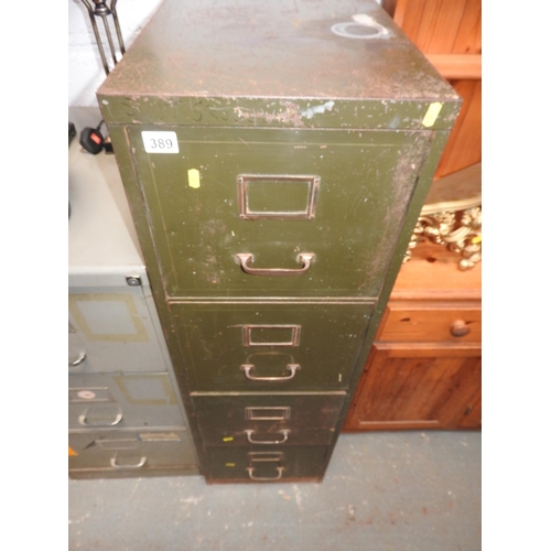 389 - Vintage four drawer metal filing cabinet - 50.5x 25.5x 51