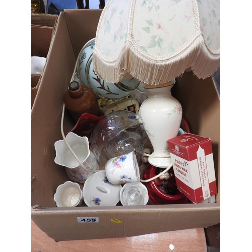 459 - Box of misc - Royal Doulton crystal bowl and Aynsley china etc