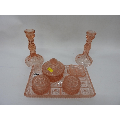 1394 - Glass dressing table set