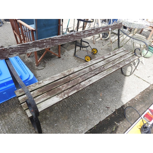 42 - Metal end wooden garden bench