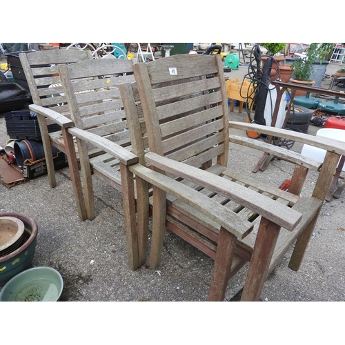 45 - 4x Wooden garden chairs