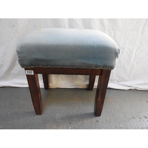 137 - Upholstered Oak stool