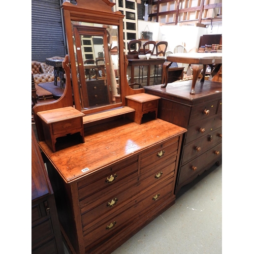 139 - Edwardian Satin Walnut mirror back dressing chest - 43x 21x 70