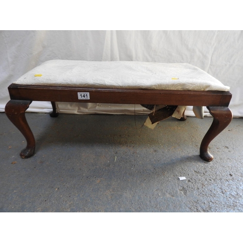 141 - Mahogany upholstered stool