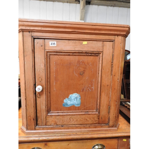 235 - Pine hanging corner cupboard - 29x28