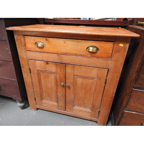 236 - Victorian Stripped Pine dresser base with cupboard and single drawer - 38x 17x 37