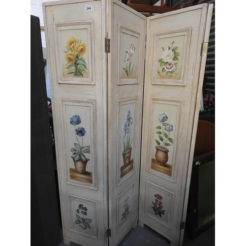 244 - Reproduction painted four panel screen