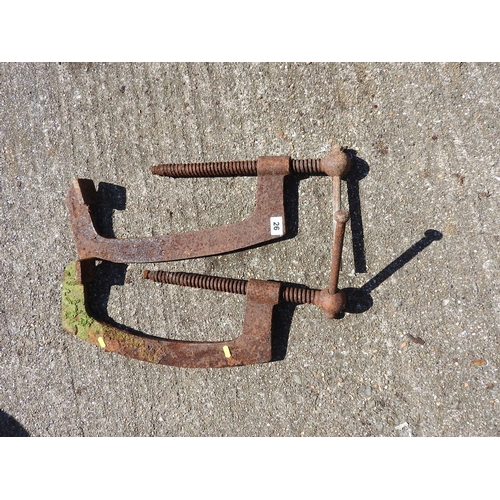 26 - Pair of old metal clamps - ex Appledore Shipyard