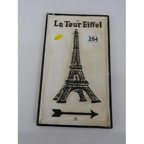 284 - Metal sign for Eiffel Tower