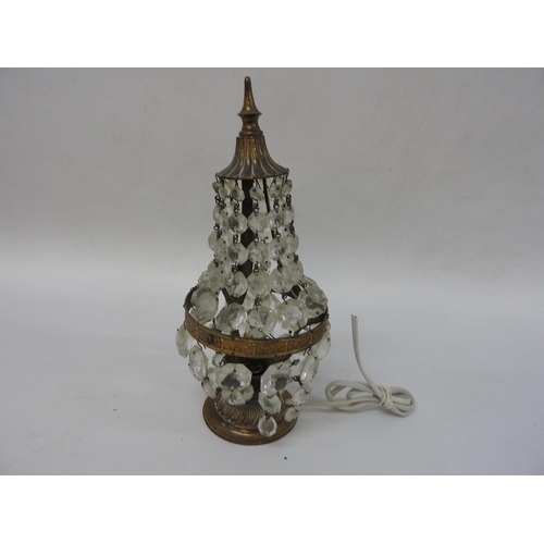 317 - Small glass lustre electric lamp