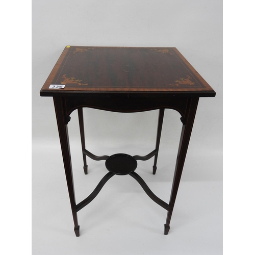 336 - Inlaid occasional table with shelf under - 18x 18x 25