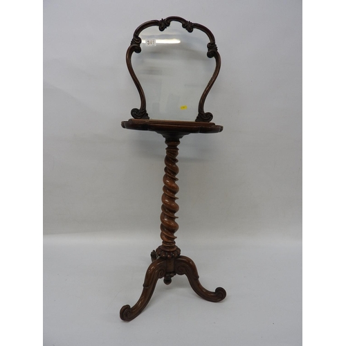 341 - Victorian Walnut glazed fire screen on Barley Twist support