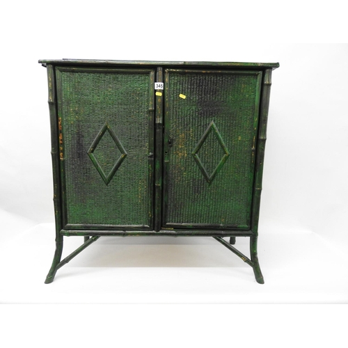 345 - Painted Bamboo two door cabinet - 36x 15x 36