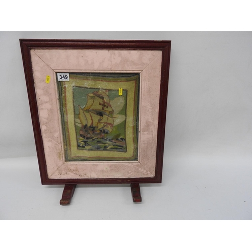 349 - Framed embroidered fire screen