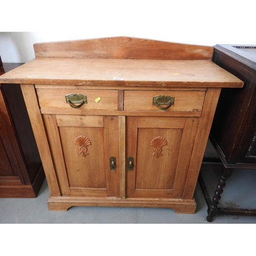 377 - Continental Stripped Pine cupboard - two drawers - 36x 16x 32