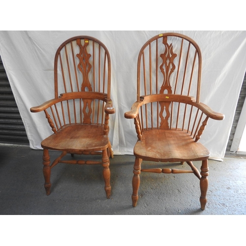 39 - Pair of Beech Windsor carver chairs