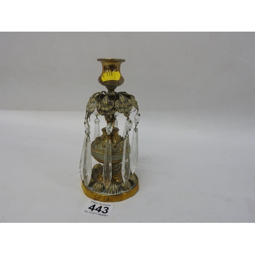 443 - Brass lustre candlestick