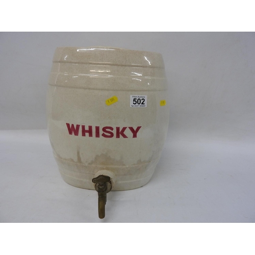 502 - Stoneware Whisky flagon with brass tap