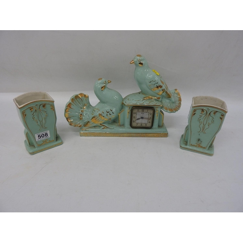 508 - Kitsch ceramic clock garniture